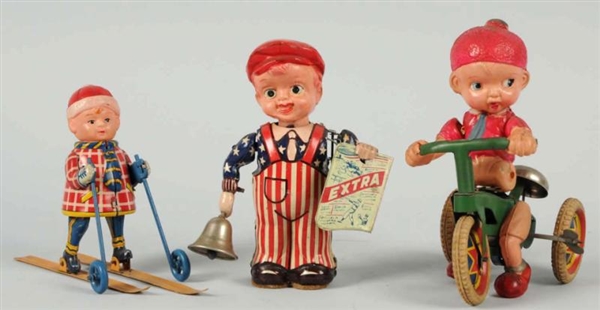 LOT OF 3: TIN & CELLULOID CHARACTER WIND-UP TOYS. 