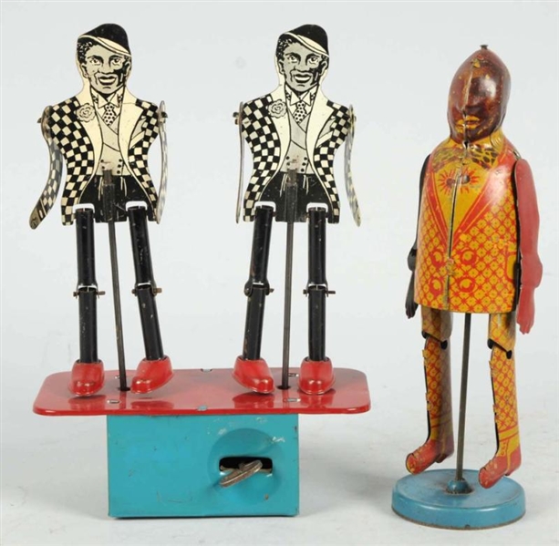 LOT OF 2: TIN LITHO AFRICAN AMERICAN DANCING TOYS 