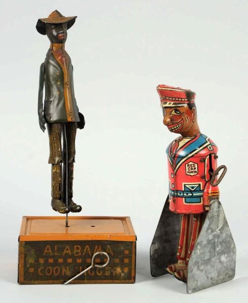 LOT OF 2: TIN LITHO AFRICAN AMERICAN WIND-UP TOYS 