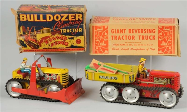 LOT OF 2: TIN LITHO MARX TRACTOR WIND-UP TOYS.    