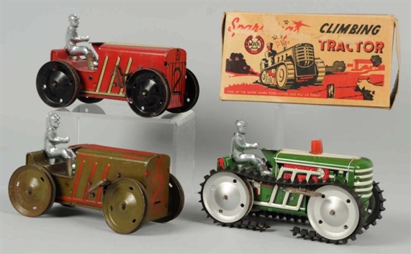 LOT OF 3: TIN LITHO MARX TRACTOR WIND-UP TOYS.    