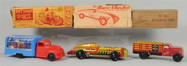 LOT OF 3: VEHICLE TOYS.                           