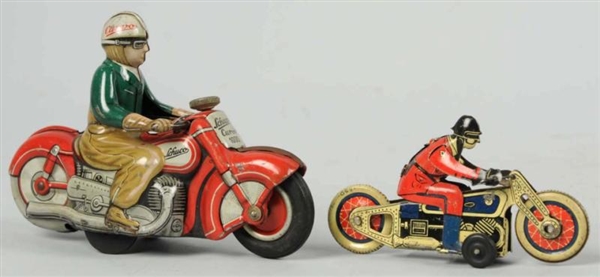 LOT OF 2: VINTAGE TIN FOREIGN MOTORCYCLE TOYS.    
