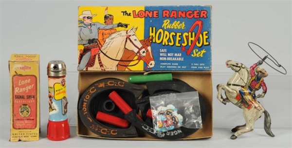 LOT OF 3: VINTAGE LONE RANGER CHARACTER TOY ITEMS 