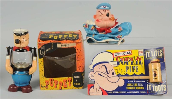 LOT OF 3: VINTAGE POPEYE CHARACTER TOY ITEMS.     