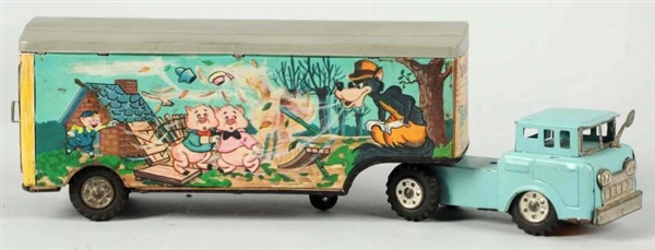 TIN LINEMAR THREE LITTLE PIGS TRUCK FRICTION TOY. 