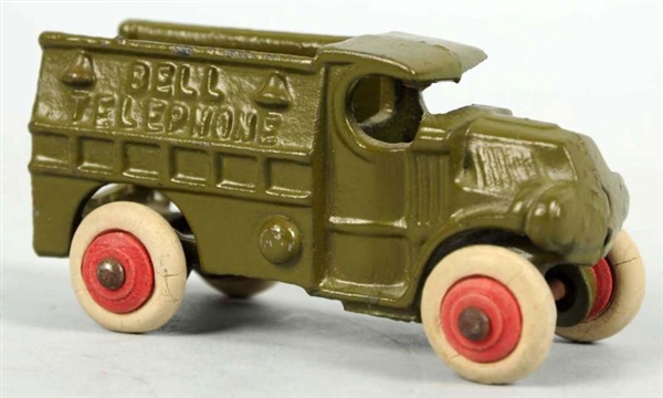 CAST IRON HUBLEY BELL TELEPHONE TRUCK TOY.        