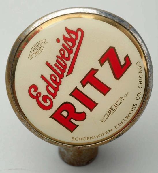 EDELWEISS RITZ BEER TIN CAN TAP KNOB.             