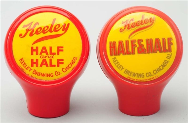 LOT OF 2: KEELEY HALF & HALF BEER TAP KNOBS.      