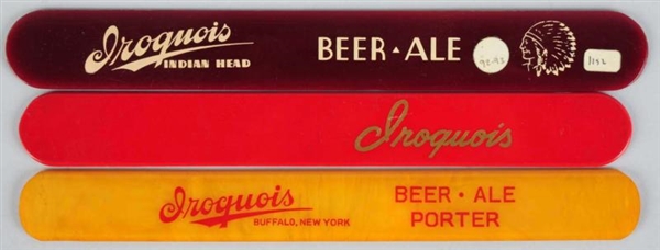 LOT OF 3: IROQUOIS BEER FOAM SCRAPERS.            