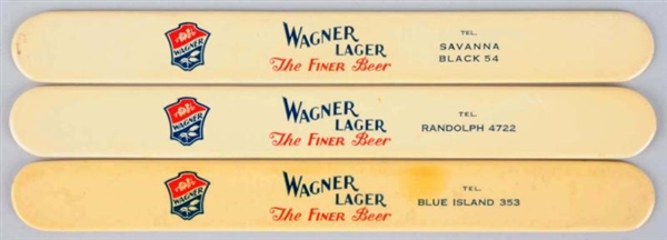 LOT OF 3: WAGNER BEER FOAM SCRAPERS.              