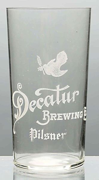 DECATUR BREWING CO. ACID-ETCHED BEER GLASS.       