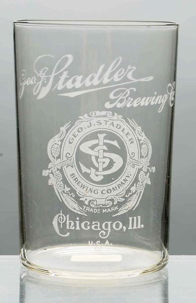 GEORGE J. STADLER ACID-ETCHED BEER GLASS.         