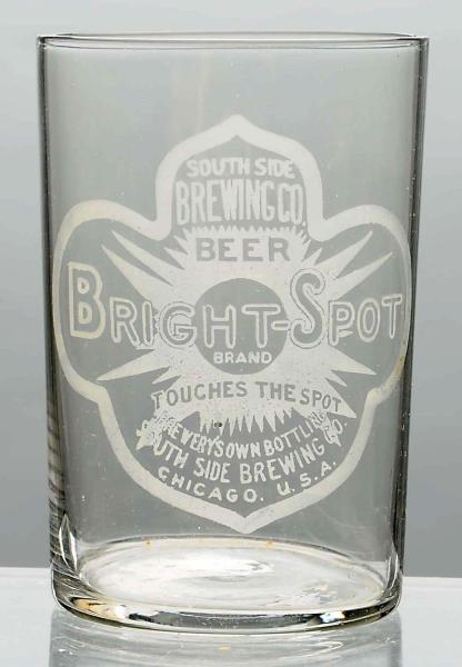 BRIGHT SPOT ACID-ETCHED BEER GLASS.               