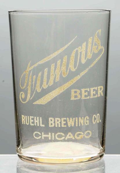 TAMOUS BEER ACID-ETCHED BEER GLASS.               