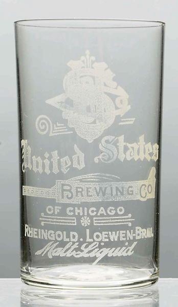 UNITED STATES BREWING CO. ACID-ETCHED BEER GLASS. 