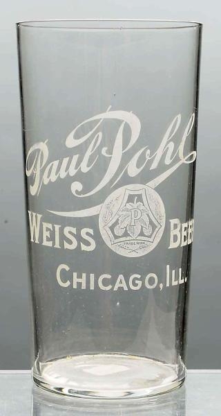 PAUL POHL WEISS ACID-ETCHED BEER GLASS.           