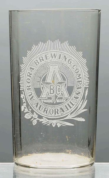 AURORA BREWING CO. ACID-ETCHED BEER GLASS.        