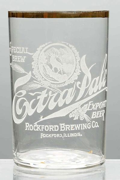 ROCKFORD BREWING COMPANY ACID-ETCHED BEER GLASS.  