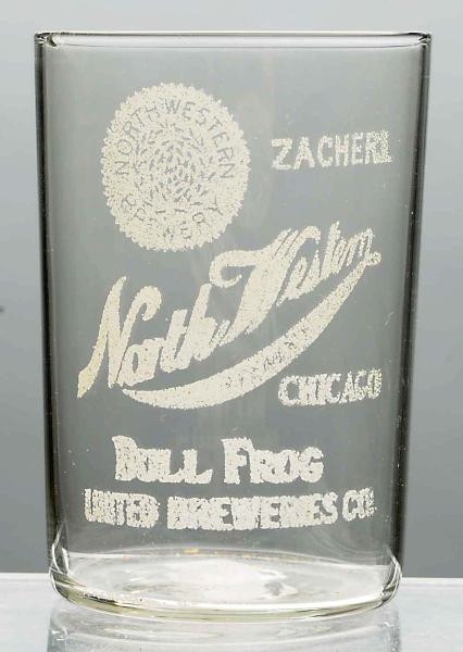 ZACHERL NORTHWESTERN ACID-ETCHED BEER GLASS.      