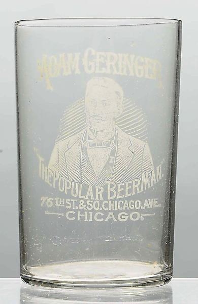 ADAM GERINGER ACID-ETCHED BEER GLASS.             