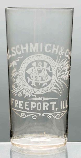 M. SCHMICH & CO. ACID-ETCHED BEER GLASS.          