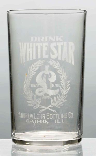 WHITE STAR ACID-ETCHED BEER GLASS.                