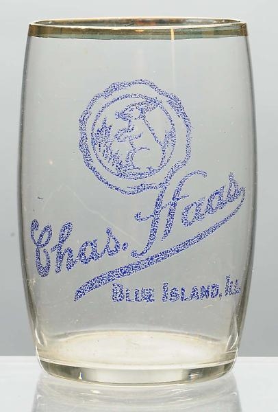 CHAS HAAS ACID-ETCHED BEER GLASS.                 