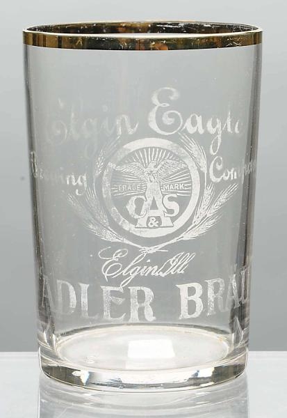 ELGIN EAGLE ADLER BRAU ACID-ETCHED BEER GLASS.    