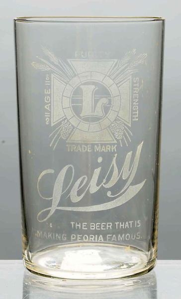 LEISY BREWING CO. ACID-ETCHED BEER GLASS.         