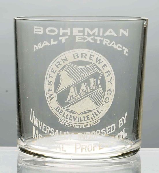 BOHEMIAN MALT EXTRACT ACID-ETCHED BEER GLASS.     