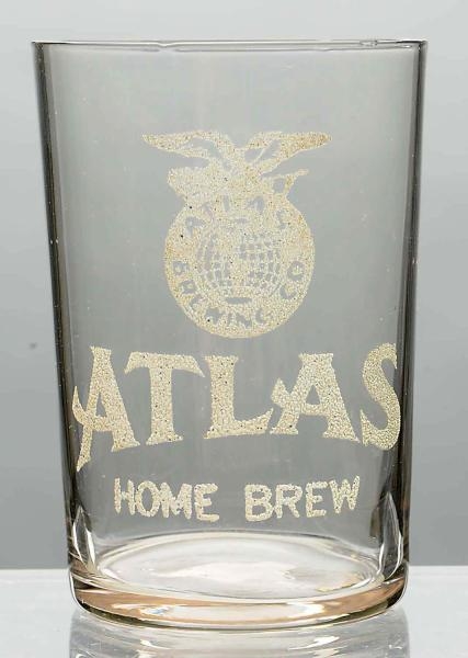 ATLAS HOME BREW ACID-ETCHED BEER GLASS.           