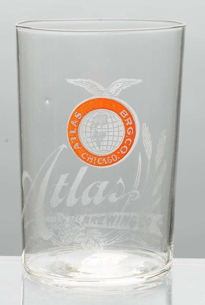 ATLAS BREWING CO. ACID-ETCHED BEER GLASS.         