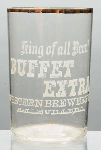 BUFFET EXTRA ACID-ETCHED BEER GLASS.              