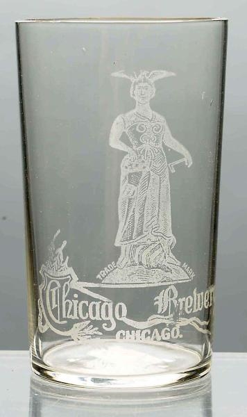 CHICAGO BREWERY ACID-ETCHED BEER GLASS.           