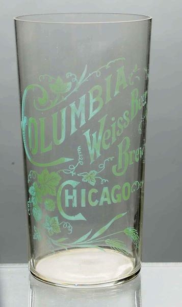 COLUMBIA WEISS ACID-ETCHED BEER GLASS.            
