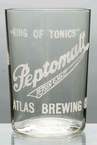 PEPTOMALT ACID-ETCHED BEER GLASS.                 