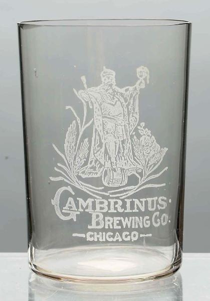 GAMBRINUS BREWING CO. ACID-ETCHED BEER GLASS.     