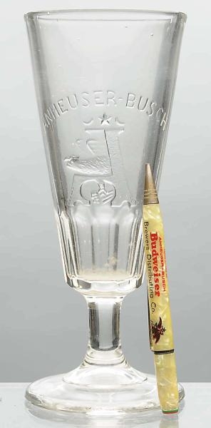 ANHEUSER-BUSCH EMBOSSED PILSNER BEER GLASS.       