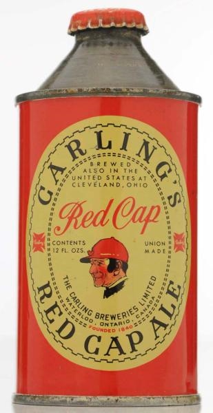 CARLINGS RED CAP ALE HP CONE TOP BEER CAN.       