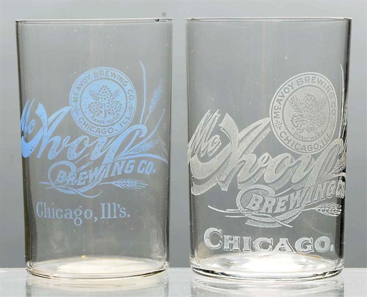 LOT OF 2: MCAVOY BREWING CO. ACID-ETCHED GLASSES. 