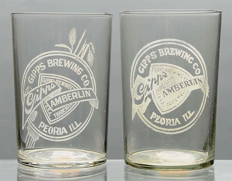 LOT OF 2: GIPPS BREWING CO. ACID-ETCHED GLASSES.  