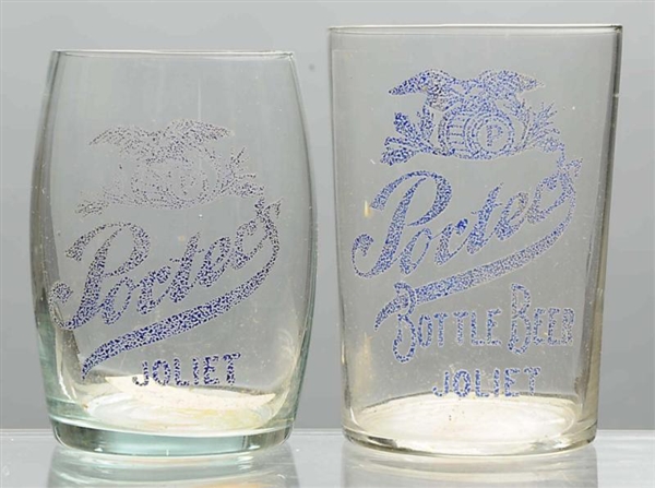 LOT OF 2: PORTERS JOLIET ACID-ETCHED GLASSES.    