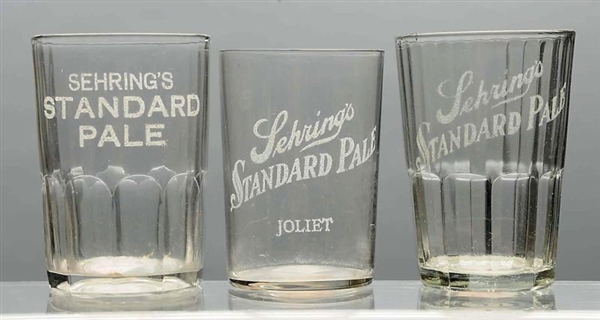 LOT OF 3: SEHRINGS STANDARD PALE BEER GLASSES.   