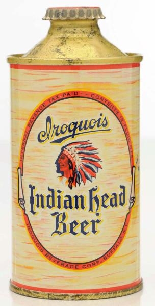 IROQUOIS INDIAN HEAD BEER LP CONE TOP BEER CAN. * 
