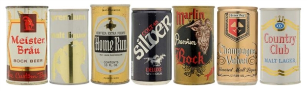LOT OF 7: BEER CANS.                              