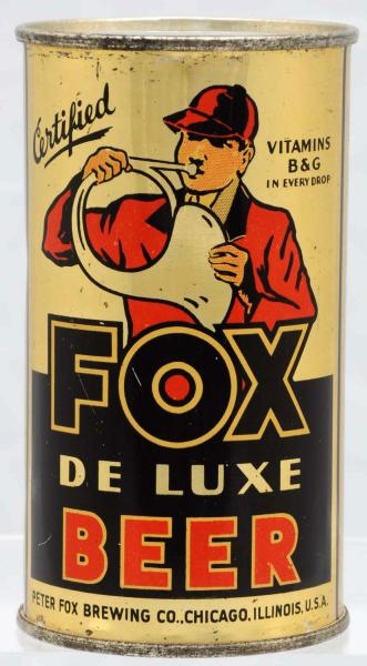 FOX DE LUXE BEER INSTRUCTIONAL BEER CAN.          