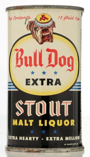 BULL DOG EXTRA STOUT MALT LIQUOR FLAT TOP BEER CA 