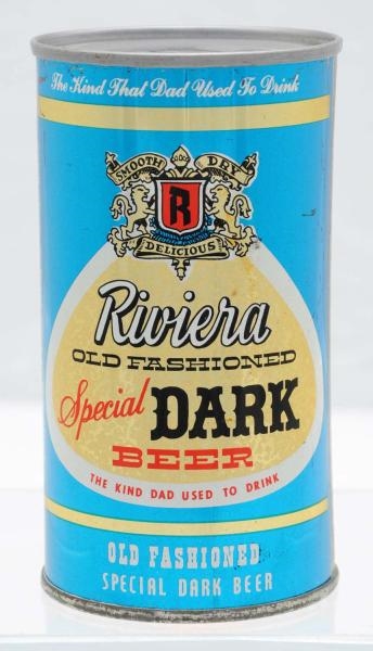 RIVIERA DARK BEER FLAT TOP BEER CAN.              
