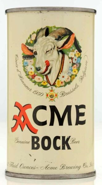 ACME BOCK BEER FLAT TOP L.A. BEER CAN.            